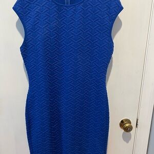 Topshop Blue Sheath Mini Dress Cap Sleeve Crew Neck